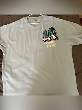 Light Blue 'LA City of Angels' Short Sleeve Graphic Tee